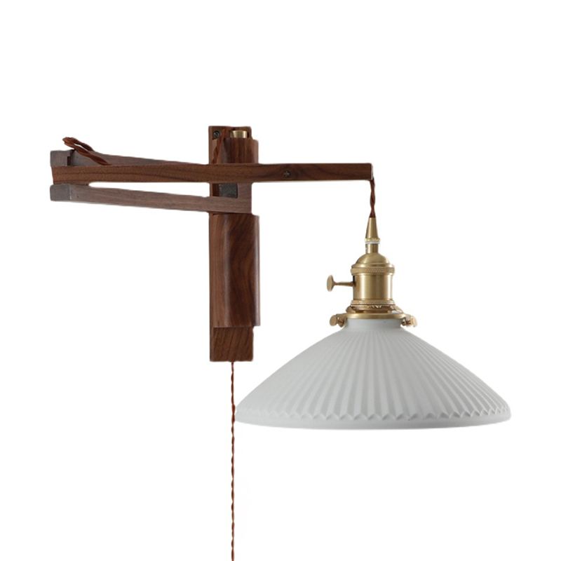 Moderner Stil Geometrischer Wandlampe Licht Holz 1 hellem Wandmontagleuchte in Weiß