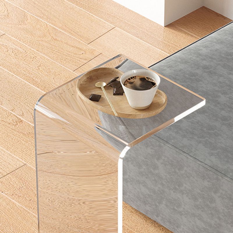 Modernistic Plastic Square Side End Table Modern Sled Sofa Side Accent Table