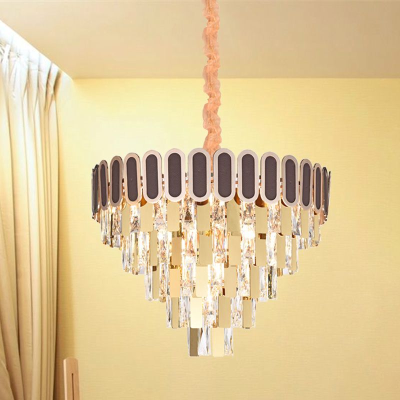 9/16 luci da pranzo lampadario kit di luce sospesa in oro contemporanea con tonalità di cristallo cono
