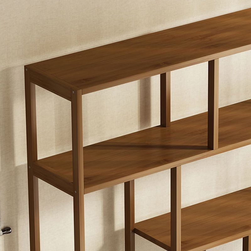 Modern Bamboo Etagere Shelf Bookcase Open Back Vertical Bookshelf for Study Room