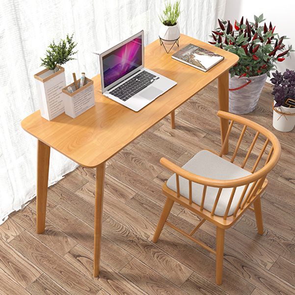 Modern Style Office Desk Curved Solid Wood  Parsons Desk for Home