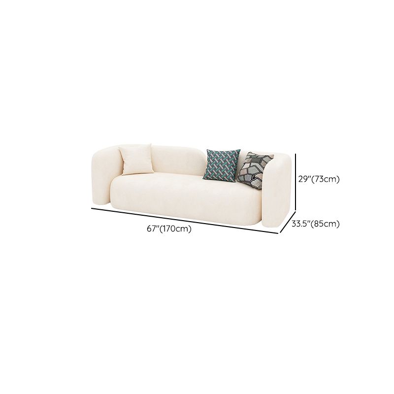 Contemporary 28.74" H White Wool Tuxedo Arm Sofa for Living Room