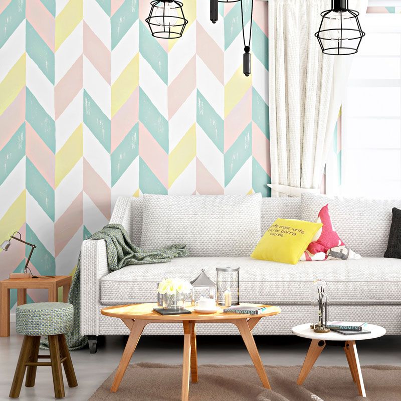 Decorative Chevron Wall Covering Non-Woven Fabric Nordic Wallpaper Roll for Home Decoration