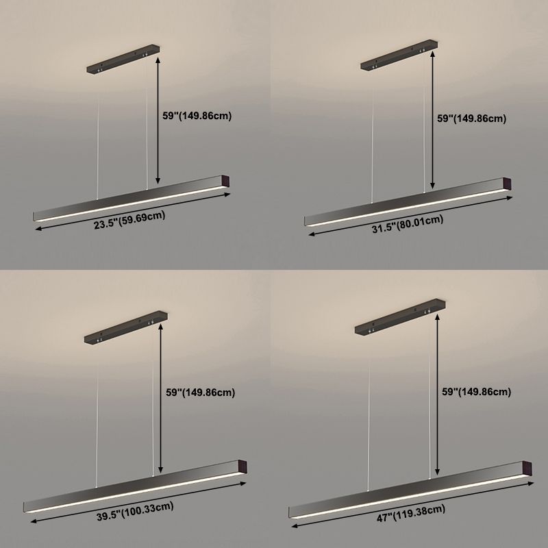 Modern Simple Style Island Lamp Long Strip LED Hanging Light for Dining Room