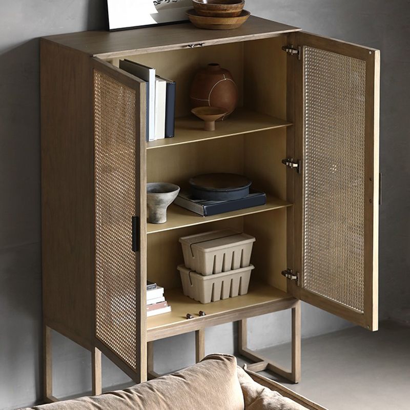 Rectangle Storage Cabinet Solid Wood Bar Pulls Cabinet with Doors