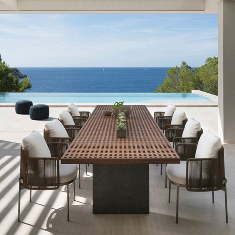Modern Patio Dining Table Set 1/6/9 Pcs Wood Patio Dining Table and Chairs