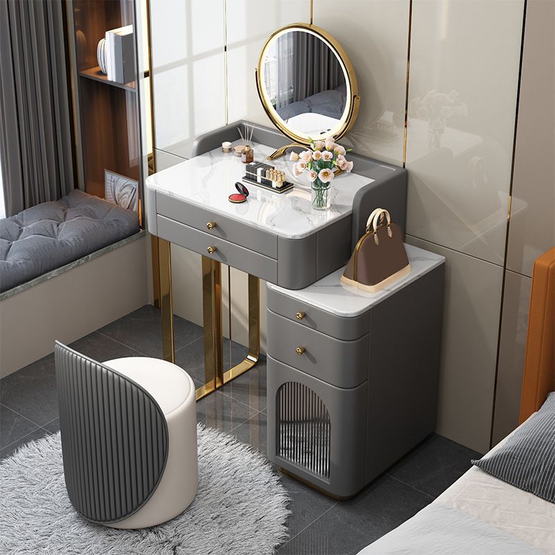 5 Storage Drawers Makeup Vanity Desk Stone Top Dressing Table
