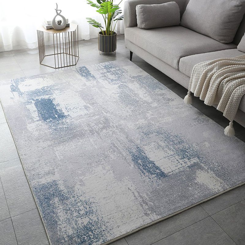 Modern Abstract Pattern Area Rug Grey Polyester Carpet Stain Resistant Area Rug for Home Decor