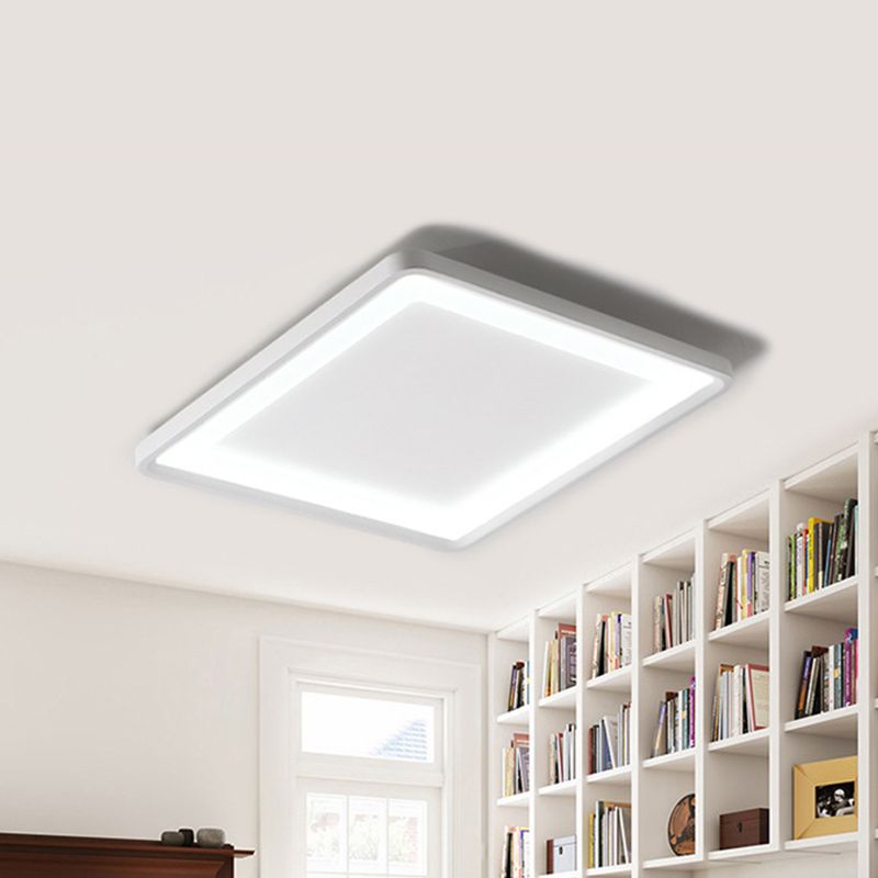 Super Thin Square Aluminum Flush Light Simplicity White 16"/19.5" Wide LED Ceiling Mount Fixture in Warm/White Light