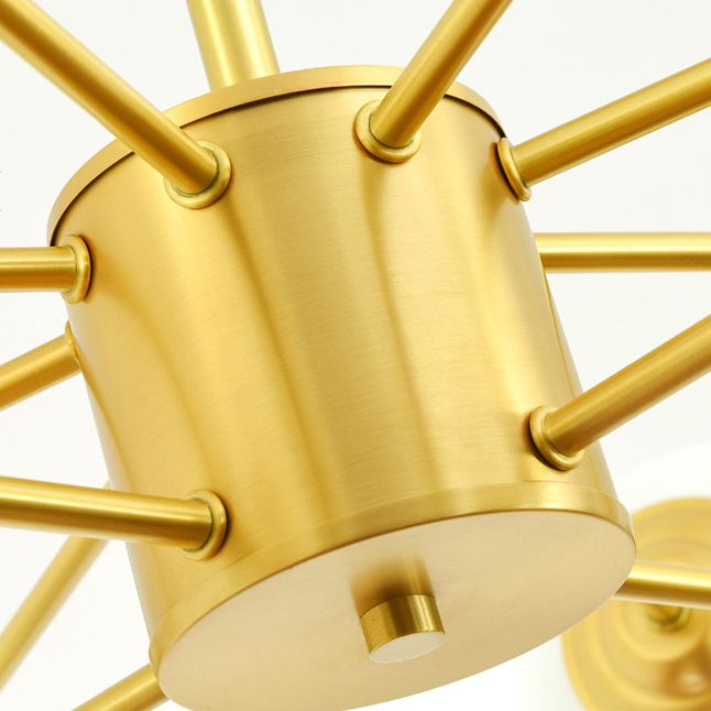 Post-Modern Metal Hanging Chandelier Light Opal Glass Shade  Ceiling Chandelier in Gold for Living Room