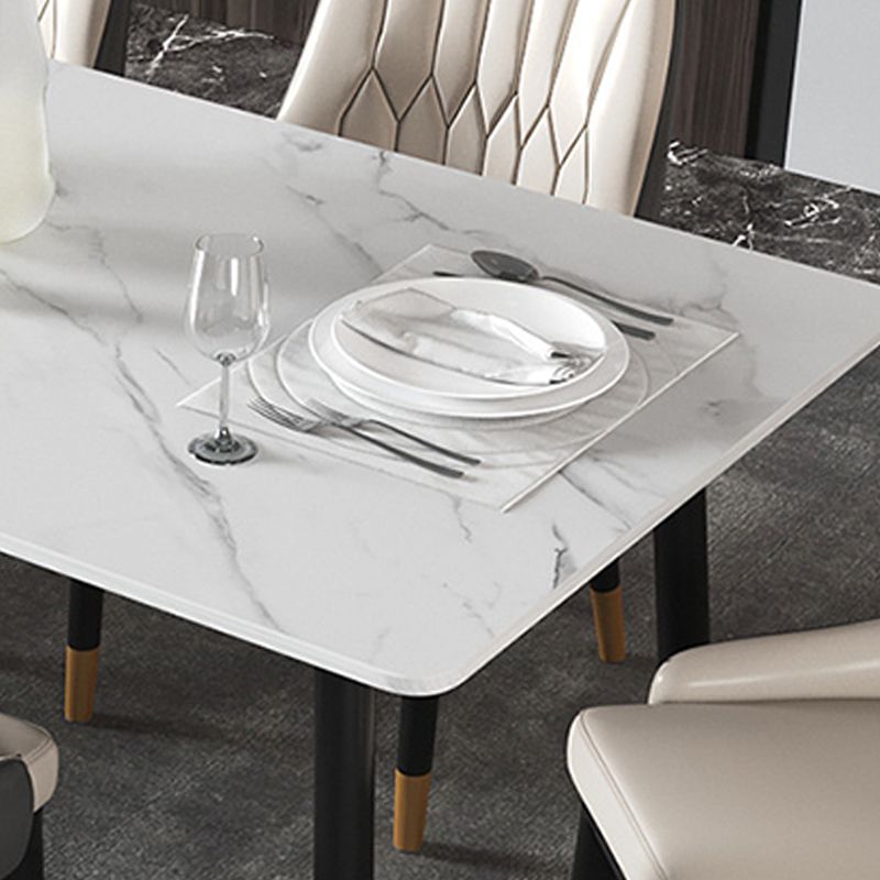 Modern Dining Rectangle Table Sintered Stone Table with Metal Legs for Home