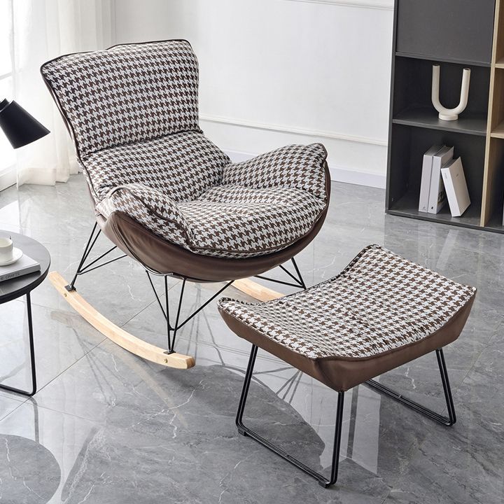 Contemporary Style Nursery Rocking Chair Indoor Rocking Chair with Ottoman