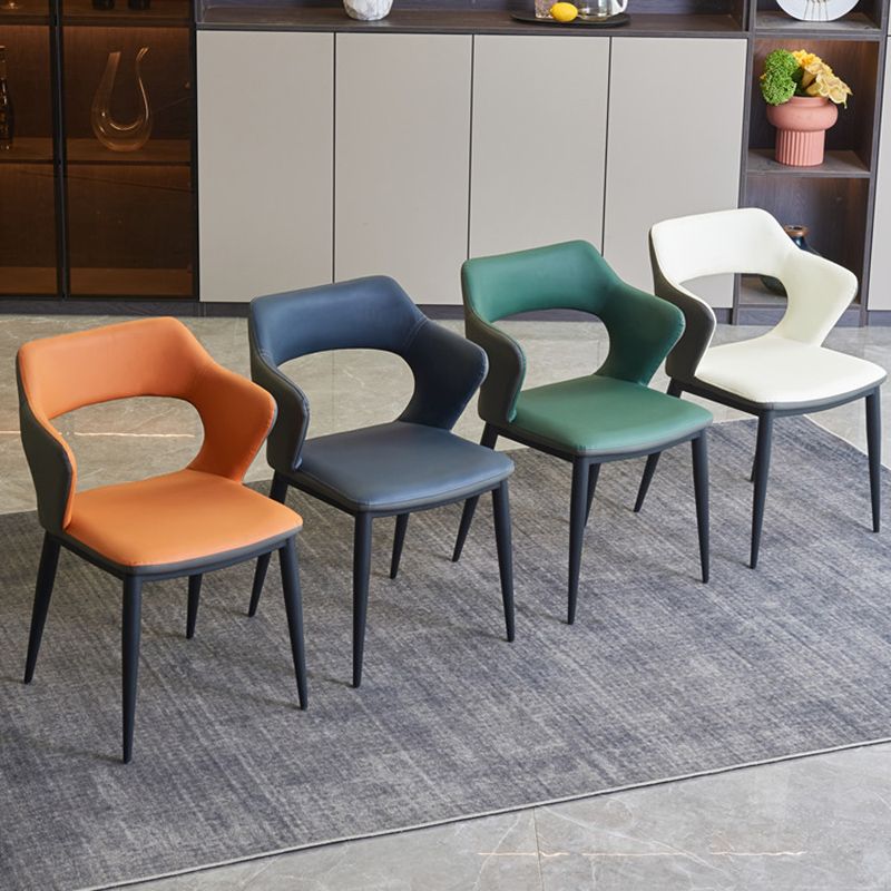 Contemporary Style Metal Dining Chairs Open Back Side Chairs for Kitchen