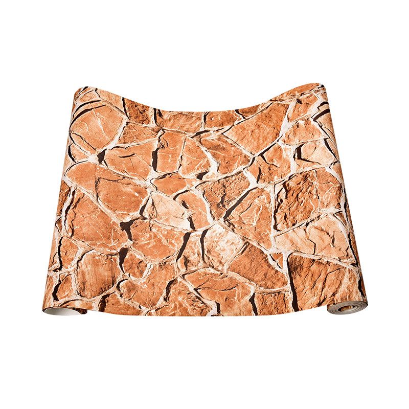 Industrial Wallpaper Roll Neutral Color Stacked Stone Wall Art, Non-Pasted, 20.5-inch x 33-foot