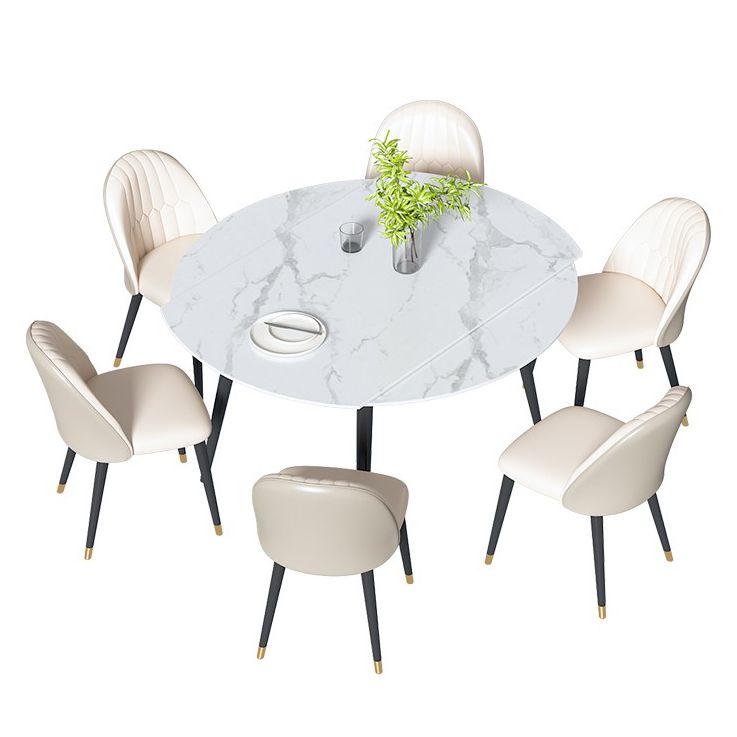 Table ronde supérieure en pierre péout pour le restaurant Table à manger moderne avec 4 jambes