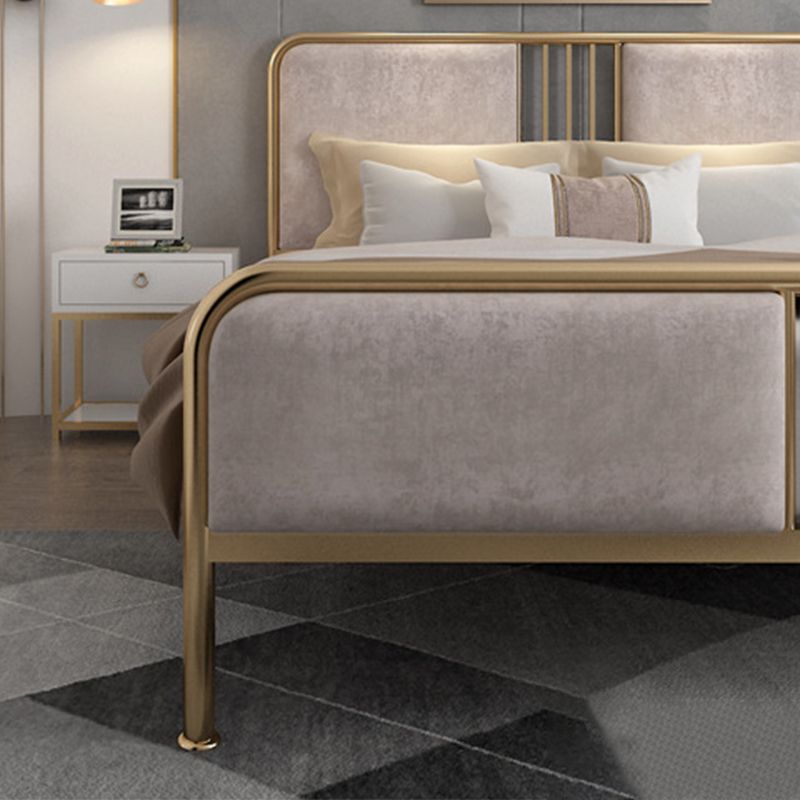 Contemporary Metal Upholstered Headboard Rectangular Panel Bed