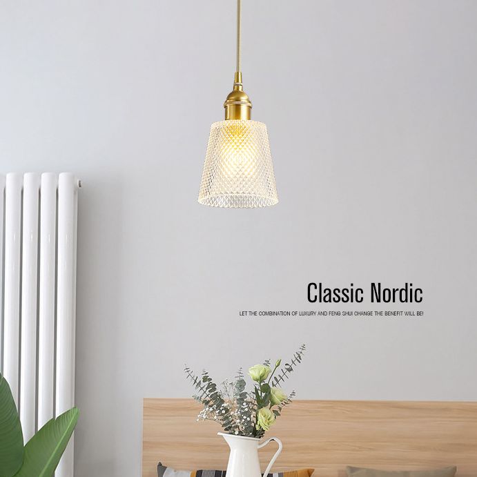 Tapered Pendant Light Fixture Mid-Century Modern Ribbed Glass Hanging Pendant Lights for Bar