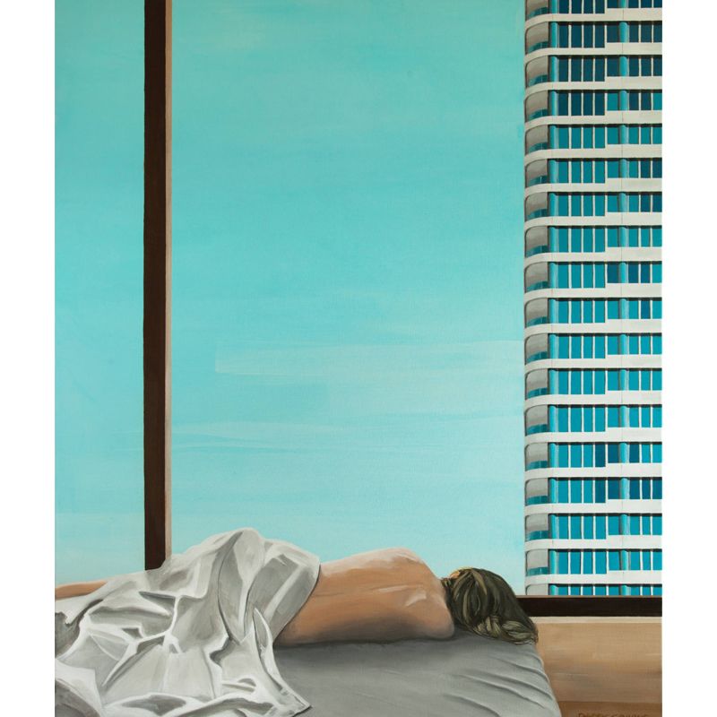 Blue Modern Art Wall Murals Decal Large Size Sleeping Woman Wall Decor for Apartment