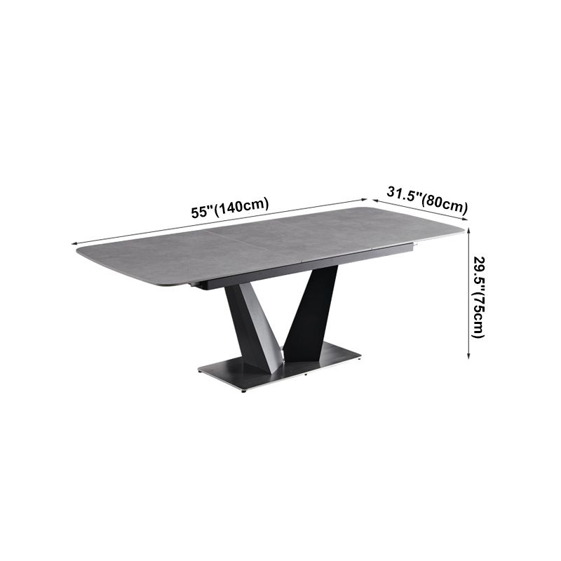 Contemporary Pedestal Dinner Table Stone Dining Table Rectangle for Home