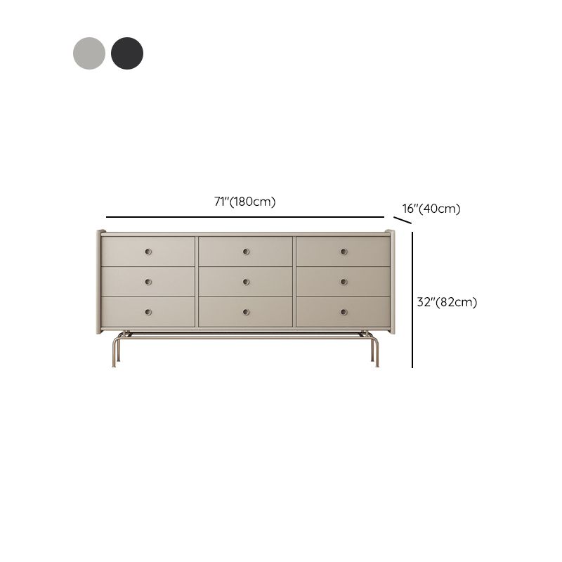 Contemporary Horizontal Double Dresser Black/Gray Dresser with Storage for Home