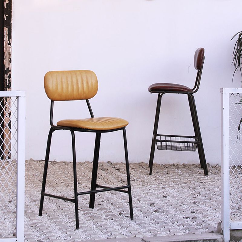 Tabourets de comptoir scandinaves en or, tabourets de bar d'intérieur sans bras en cuir de fer