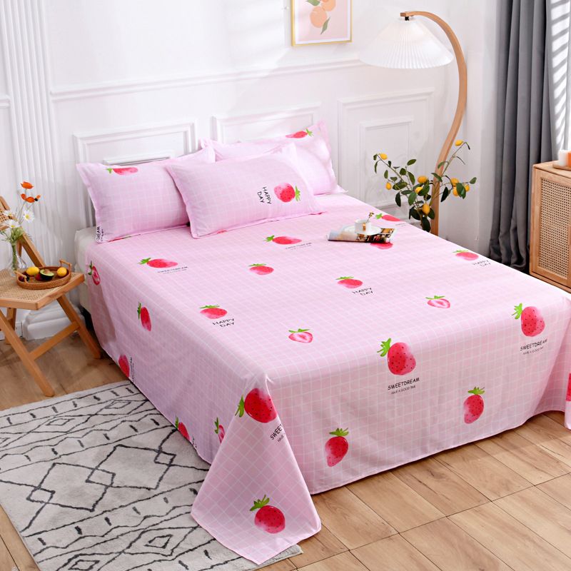 Floral and Striped Bed Sheet Polyester Queen and Twin Sheets Set