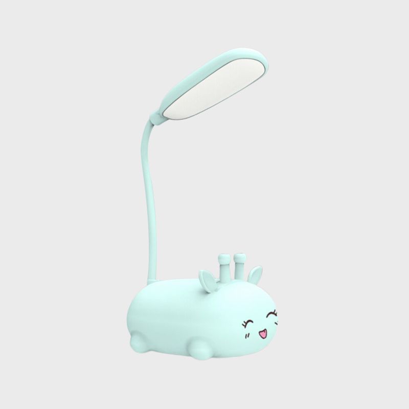 Cartoon Sika Deer Desk Lamp Plastic Kid Room LED Night Light with Flexible Arm in White/Pink/Blue