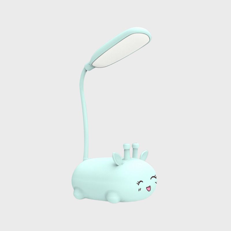 Cartoon Sika Deer Desk Lamp Plastic Kid Room LED Night Light con braccio flessibile in bianco/rosa/blu