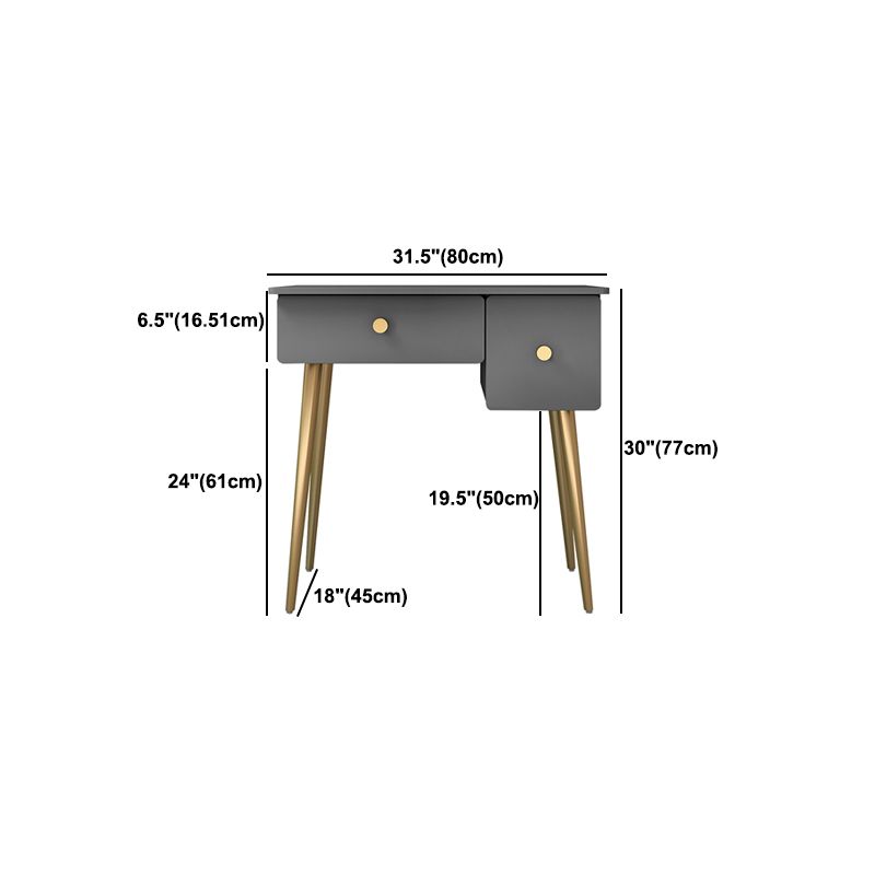 Glam Wooden/Metal Make-up Vanity with Drawer in Grey for Bedroom