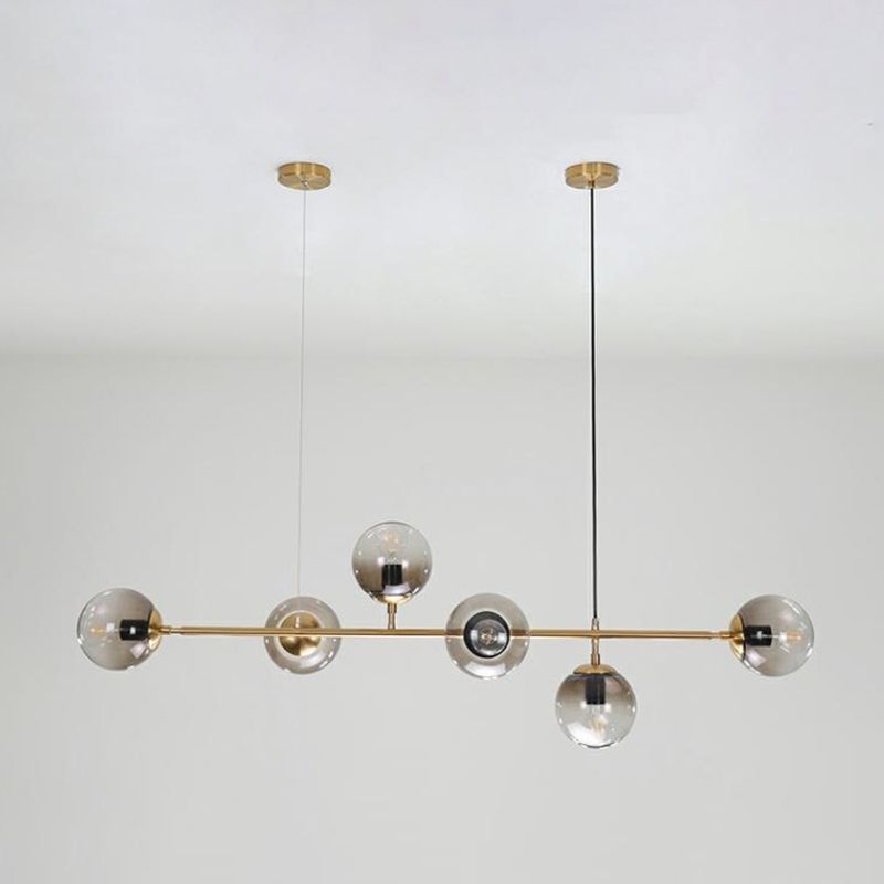 Lámparas colgantes de restaurantes múltiples de Gold Island Chandelier con sombra de vidrio de globo