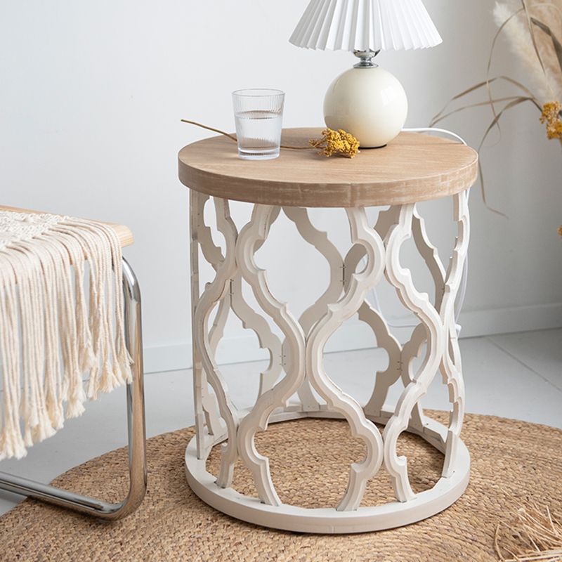 Rustic Style Antique Pedestal Coffee Table Round Wood Cocktail Table