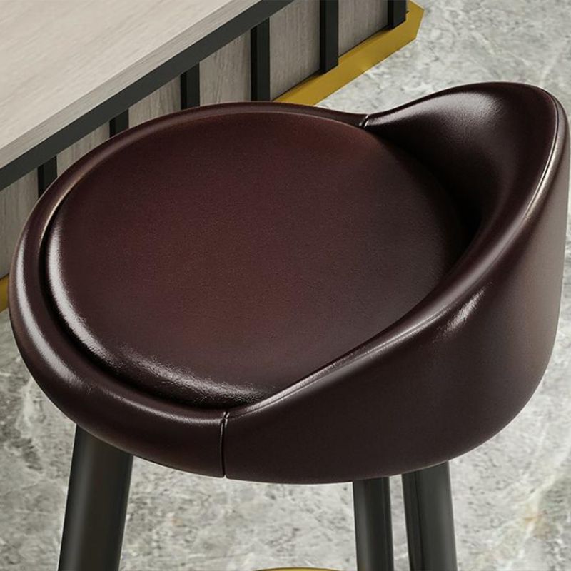 Modern Armless Backrest Counter Stool Steel Cafe Bar Stool with Cushion and Pedal