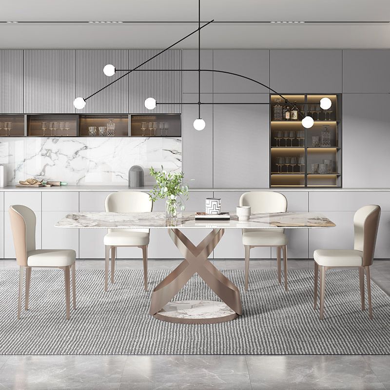 Luxury Sintered Stone Top Dining Set Rectangle 1/4/5/6 Pieces Dining Room Table Set