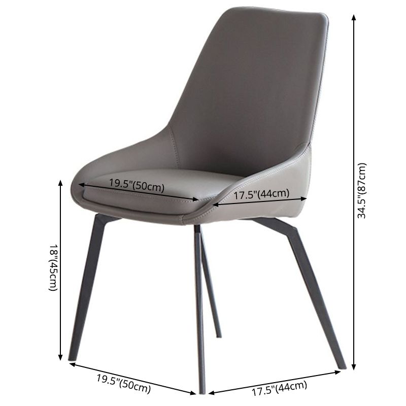 Contemporary Style Leather Chair Armless Parsons Chair with Metal Legs for Kitchen
