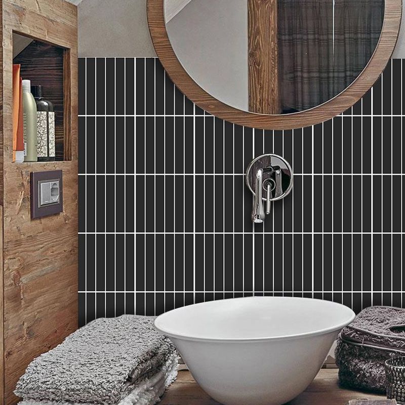 Black Minimal Adhesive Wallpaper Panels 50 Pieces 12.2-sq ft Striped Wall Art for Living Room