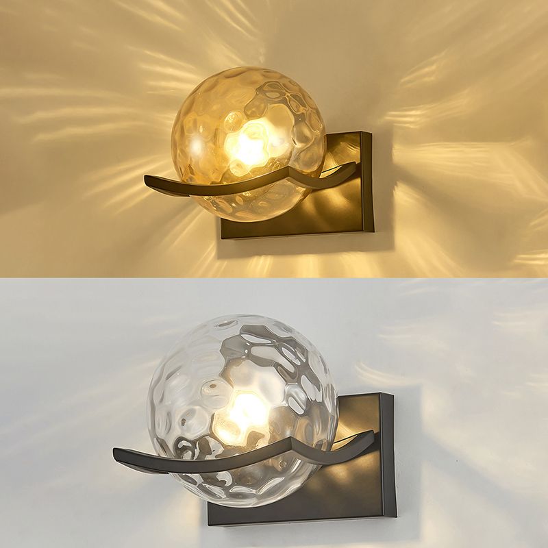 Black Globe Wall Lamp in Modern Creative Style Wrought Iron Wall Light with Glass Shade