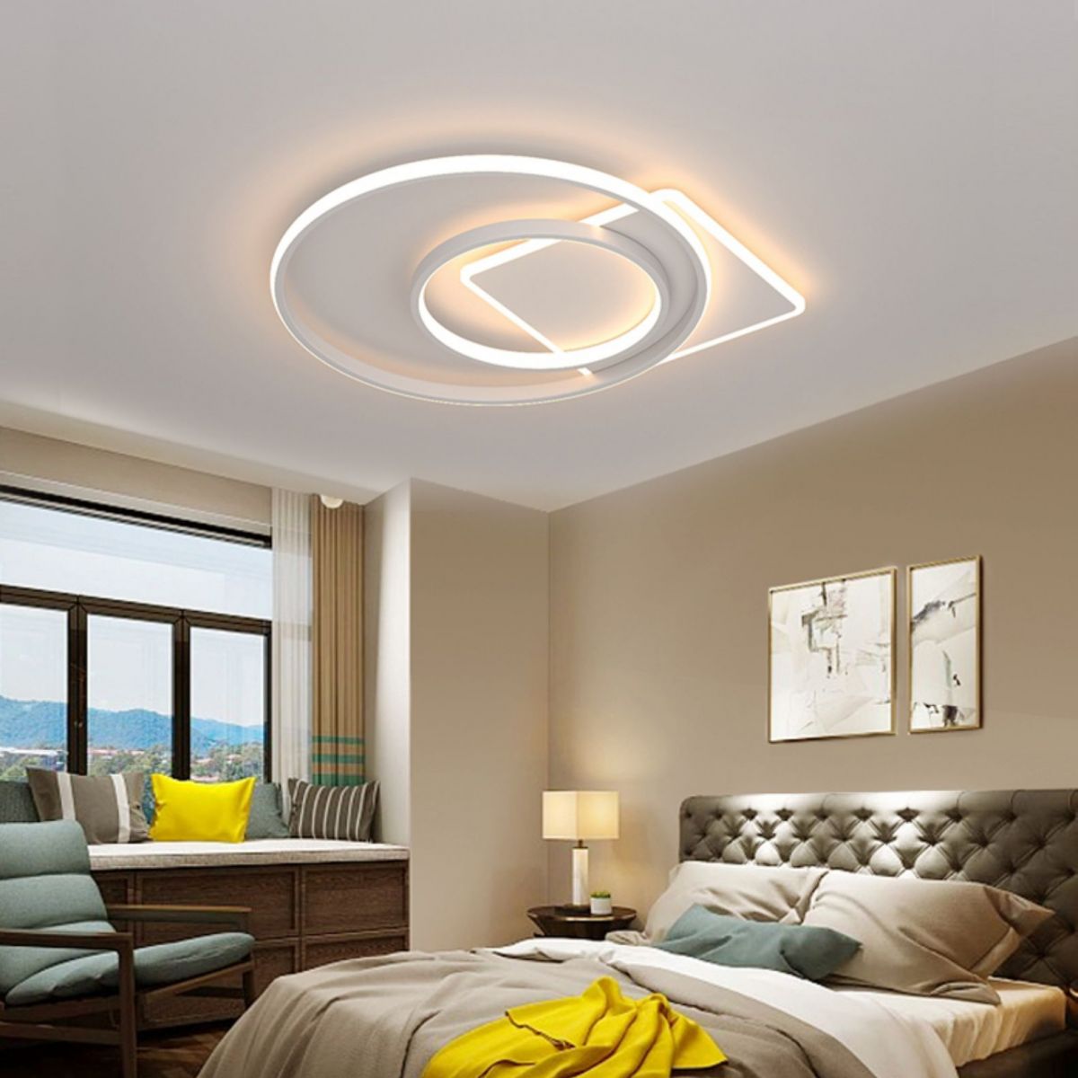 Lámpara de techo moderna geométrica con luz empotrada LED para sala de estar de hierro forjado