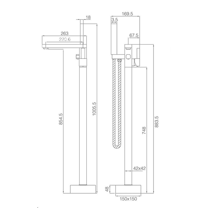 Brass Freestanding Tub Filler Floor Mounted Tub Filler with Handles
