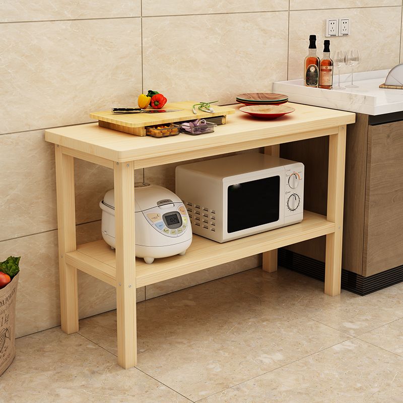 Modern Natural Finish Pine Wood Kitchen Island Table for Home
