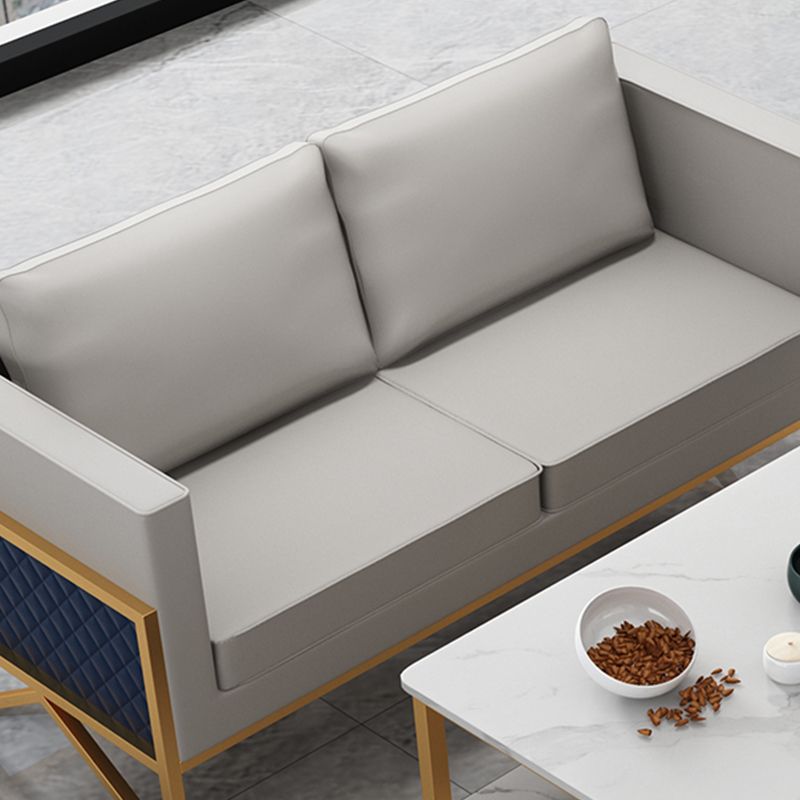 Genuine Leather Tuxedo Arm Sofa 26.77" Wide Modern Standard Sofa
