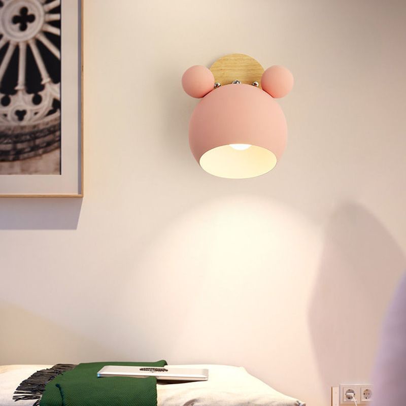 Children Wall Light Flush Mount Polish Finish Wood Lighting for Foyer