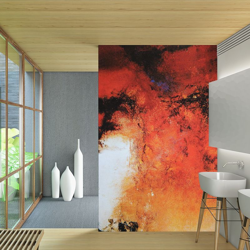 Black-Orange Abstract Wallpaper Mural Artistic Waterproof Wall Covering for Living Room