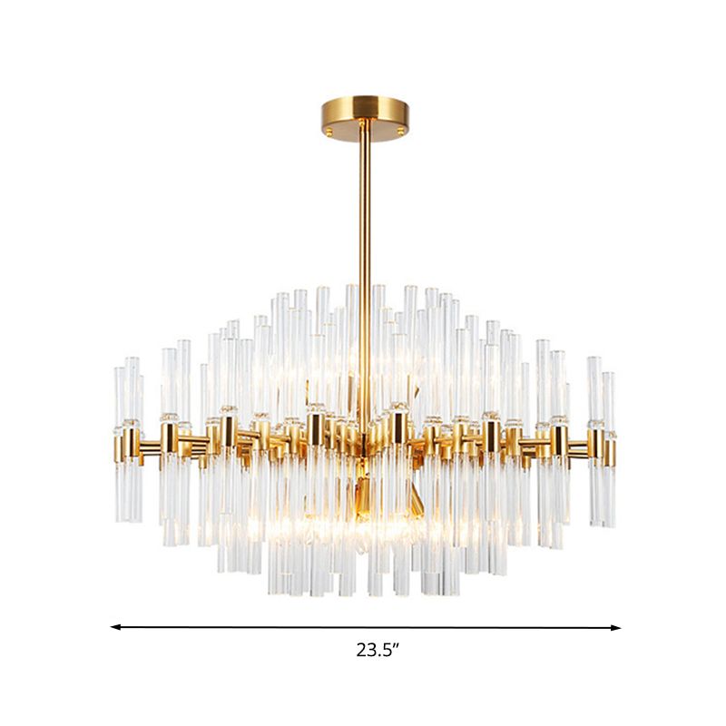 Runde geruchte klare Kristall -Anhänger Deckenleuchte postmoderne 8 Lichter Gold Kronleuchterlampe