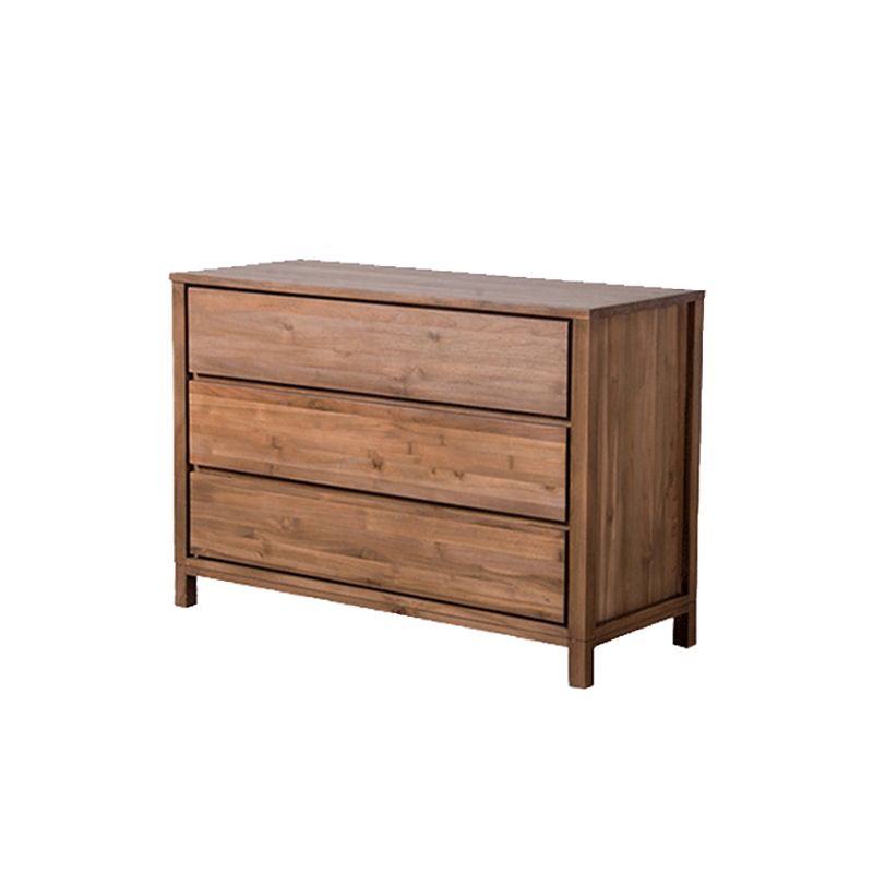 Contemporary Brown Solid Wood Kitchen Island Table with 3 Drawers