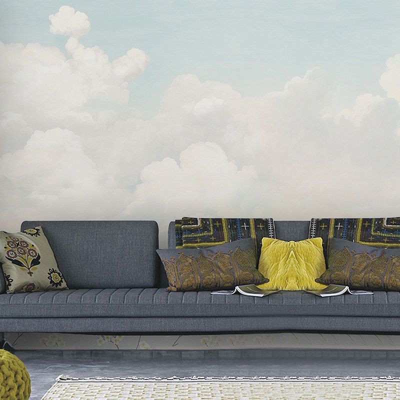 Decorative Cloudy Dust Murals Customized Natural Blue and White Wall Art for Coffee Shop and Restaurant