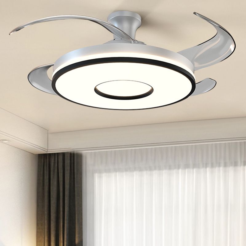 Simplicity Circular Ceiling Fan Lamp Frequency Conversion Semi Flush Mount LED Light