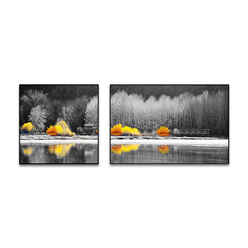 Picturesque Nature Scenery Canvas Wall Art for House Interior, Light Color, Set of 2