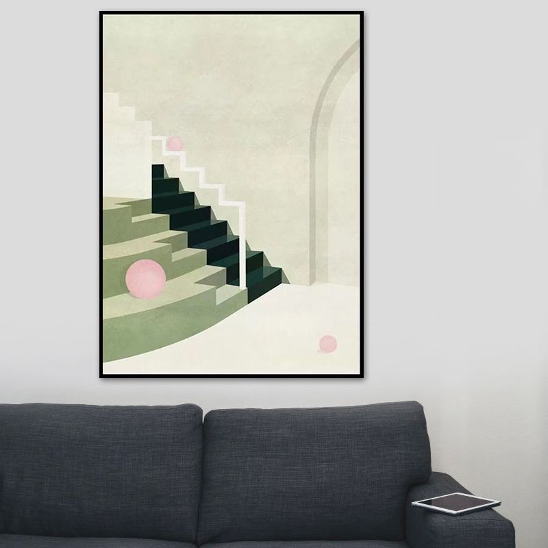 Contemporary House Interior Painting in Soft Color Textured Wall Art for Guest Room