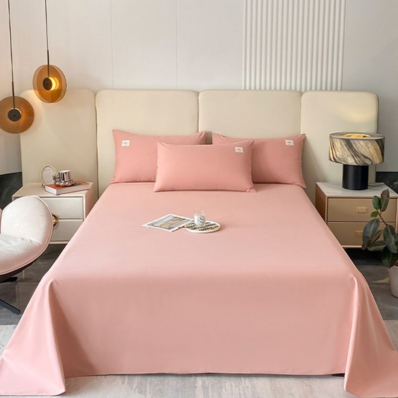 Solid Color Bed Sheet Set 100 Cotton Breathable Bed Sheet Set with Wrinkle Resistant