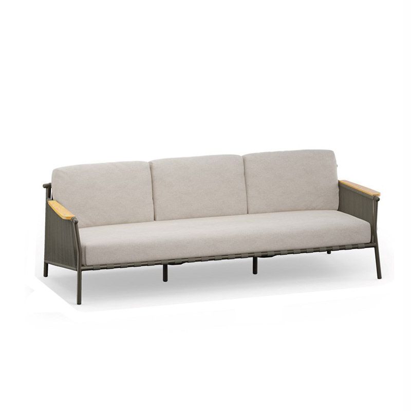 Industrial Metal Frame Outdoor Patio Sofa Wiht UV Resistant White Cushion